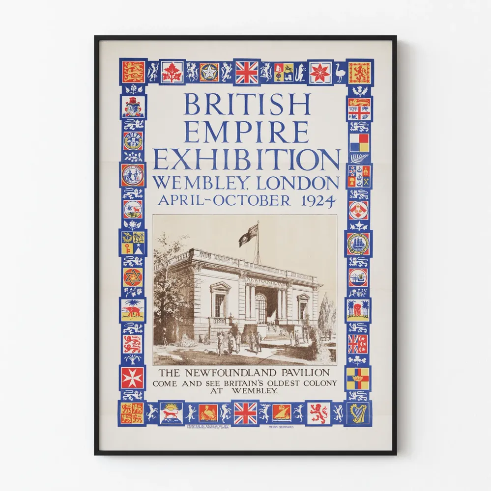 Affiche vintage British Empire Exhibition 1924 - Pavillon de Terre-Neuve à Wembley