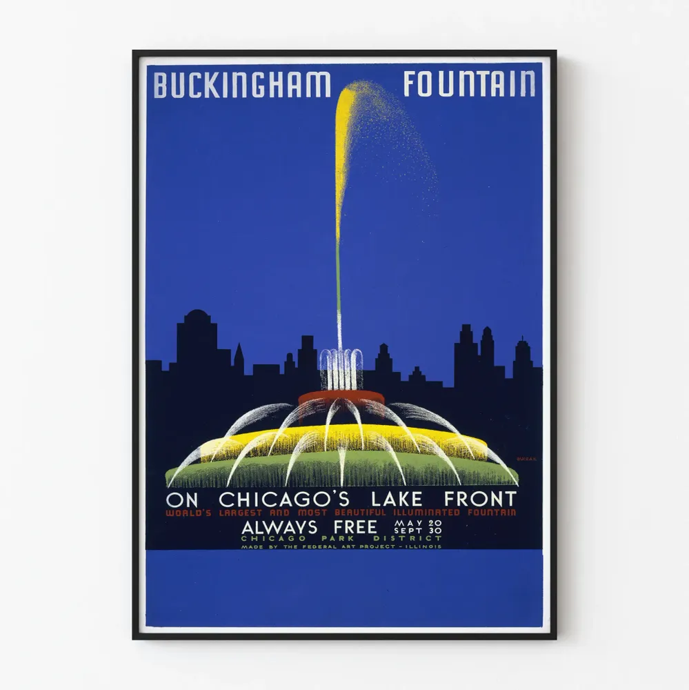 Affiche vintage Buckingham Fountain à Chicago