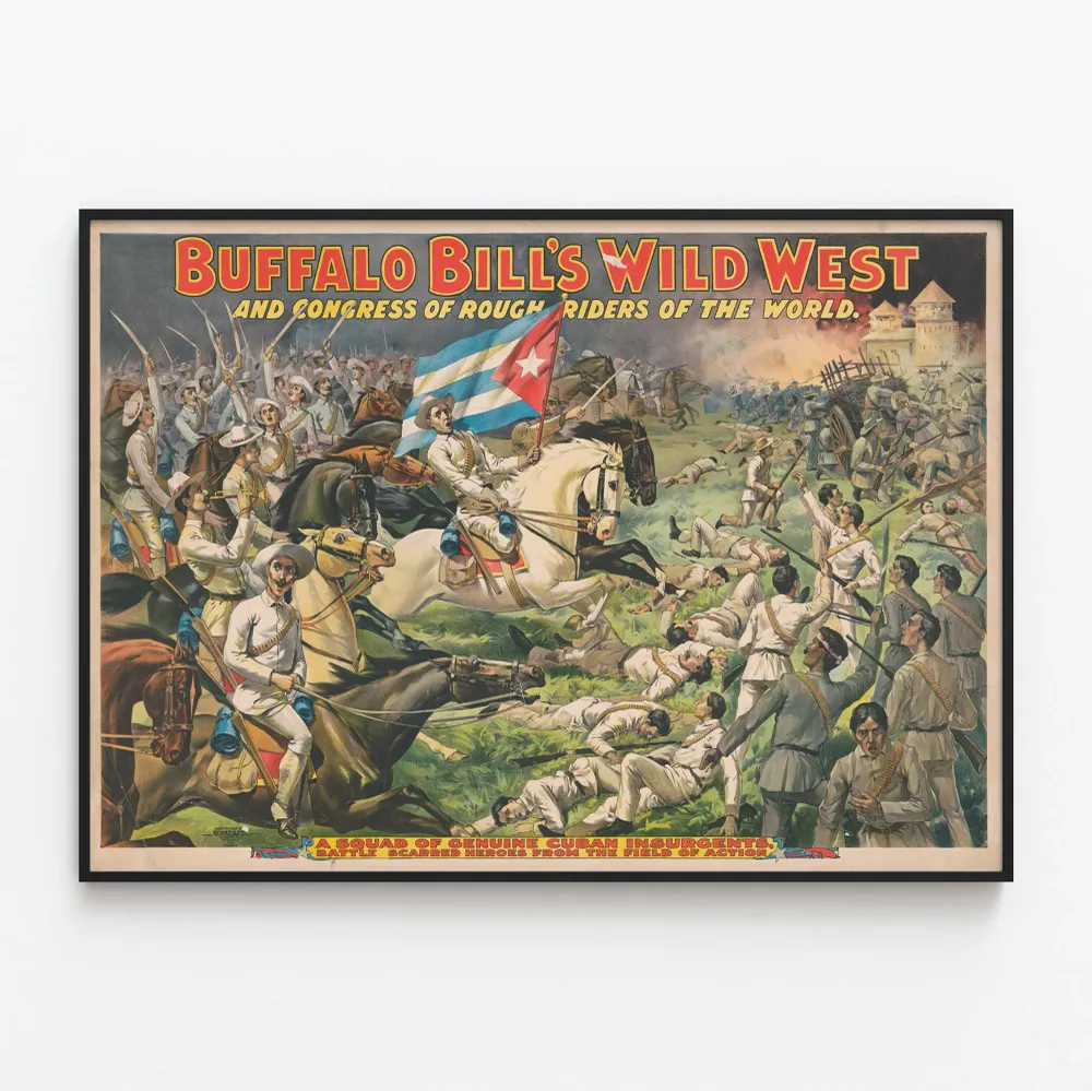 Affiche Vintage Buffalo Bill's Wild West - Scène de Bataille des Insurgés Cubains