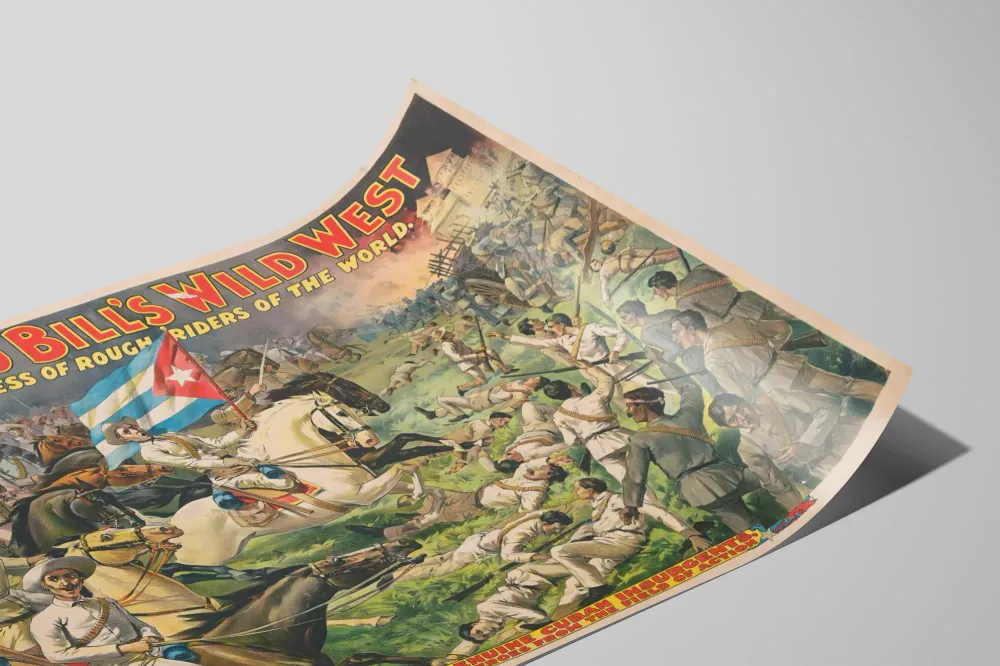 Affiche Vintage Buffalo Bill's Wild West - Scène de Bataille des Insurgés Cubains