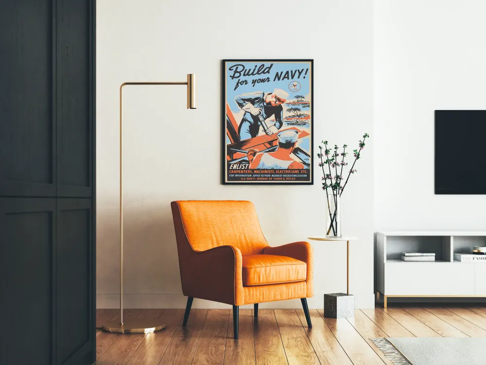 Affiche vintage Build Your Navy – Décoration murale marine