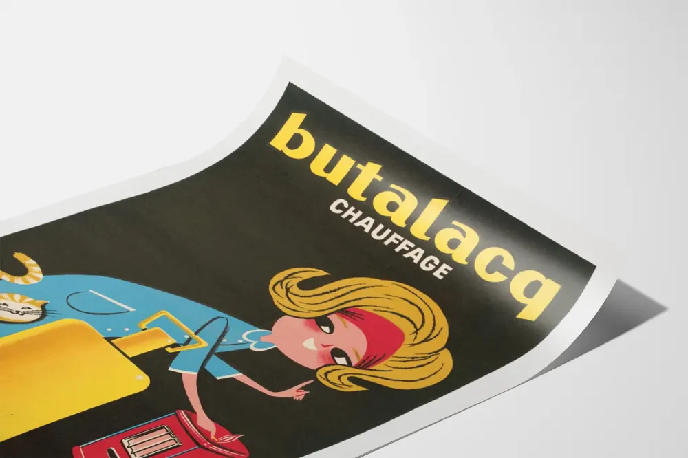 Affiche vintage Butalacq Chauffage - Décoration murale rétro