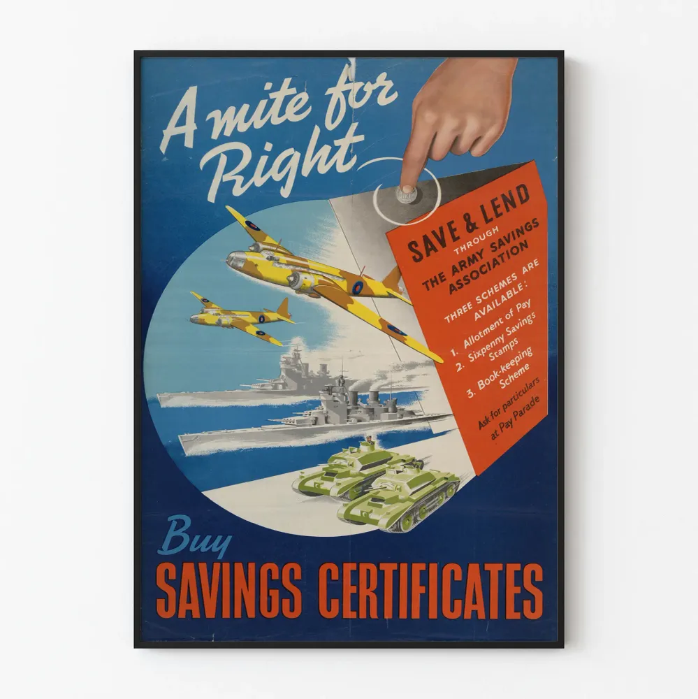 Affiche Vintage Buy Savings Certificates - Décoration Murale Guerre et Économie