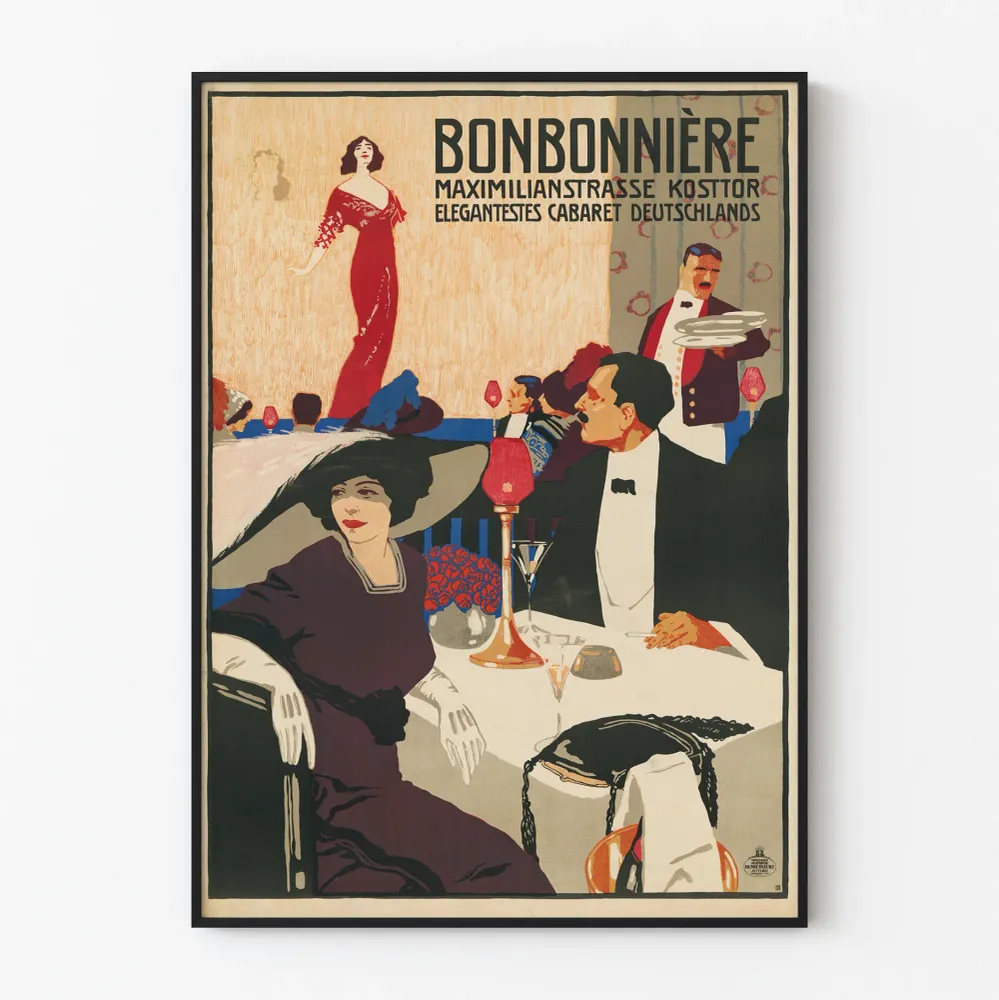 Affiche Vintage Cabaret Bonbonnière Élégance et Soirée