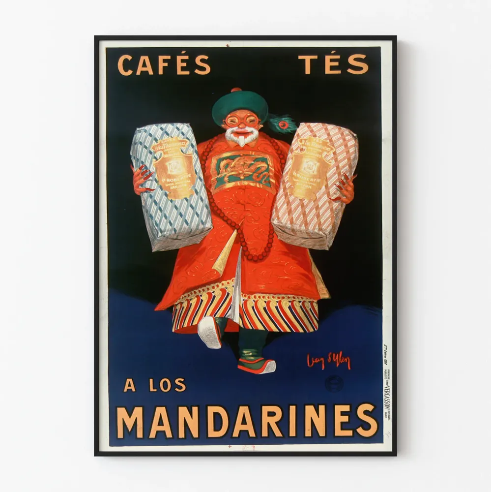 Affiche vintage Cafés et Thés à Los Mandarines