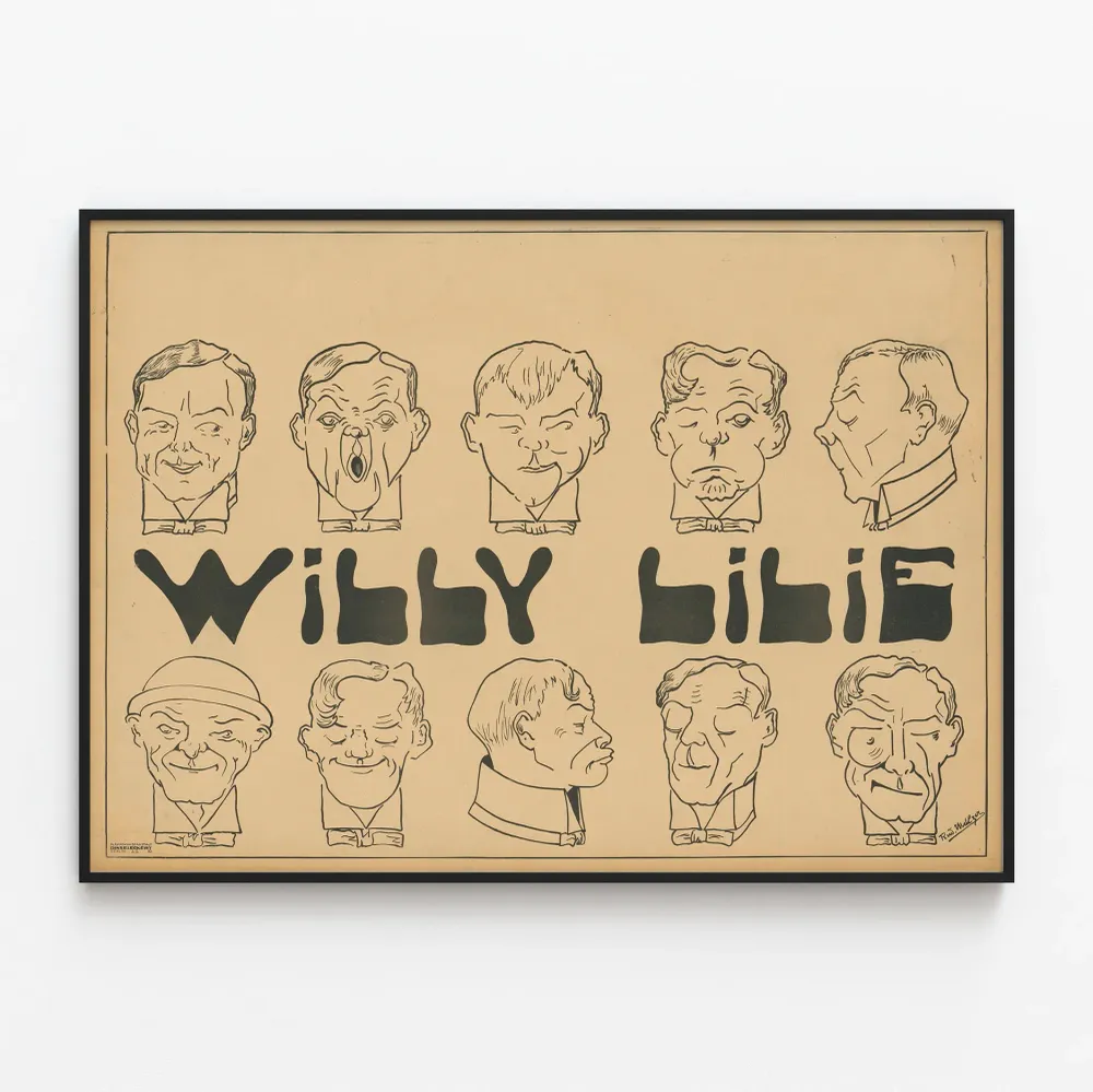 Affiche Vintage Caricatures Visages Expressionnistes Willy Lilie