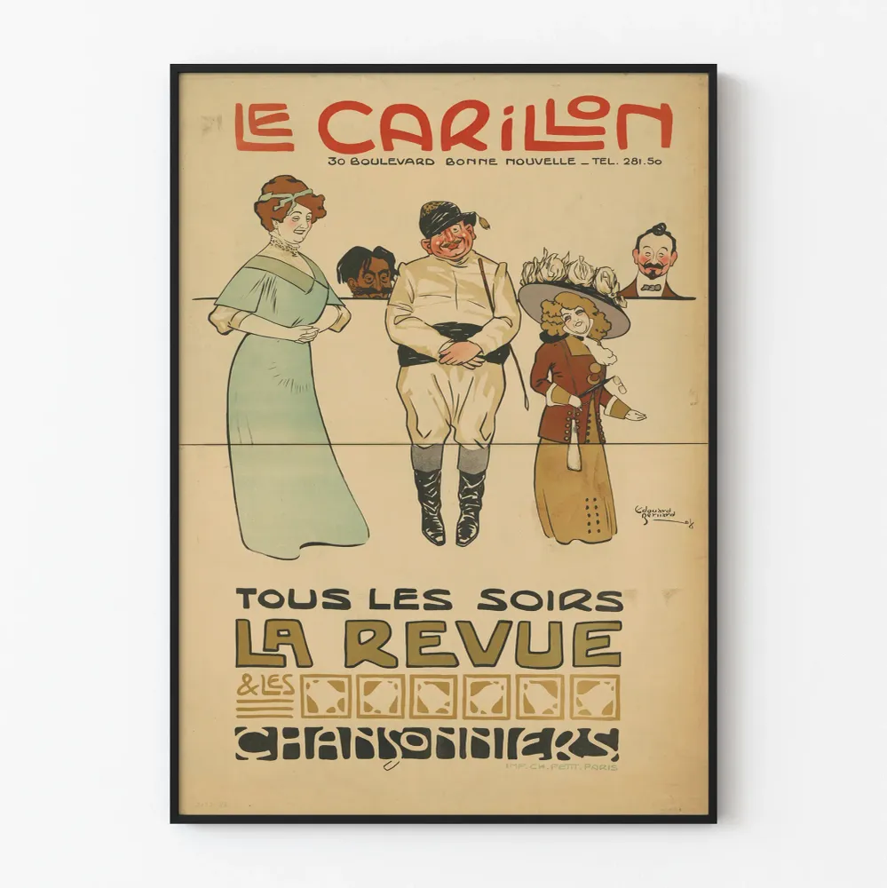 Affiche Vintage Le Carillon - La Revue et les Charlotins