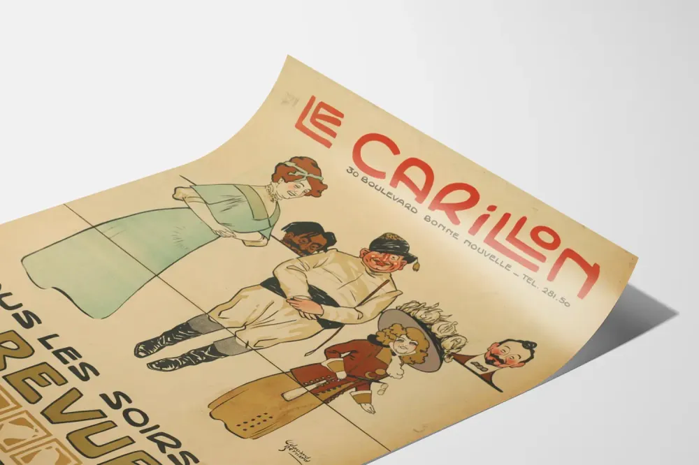 Affiche Vintage Le Carillon - La Revue et les Charlotins