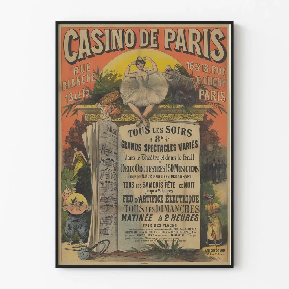 Affiche vintage Casino de Paris Rue Blanche et Rue de Clichy