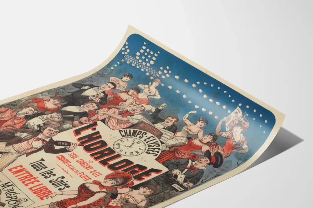 Affiche vintage Champs-Élysées L'Horloge Concert estival