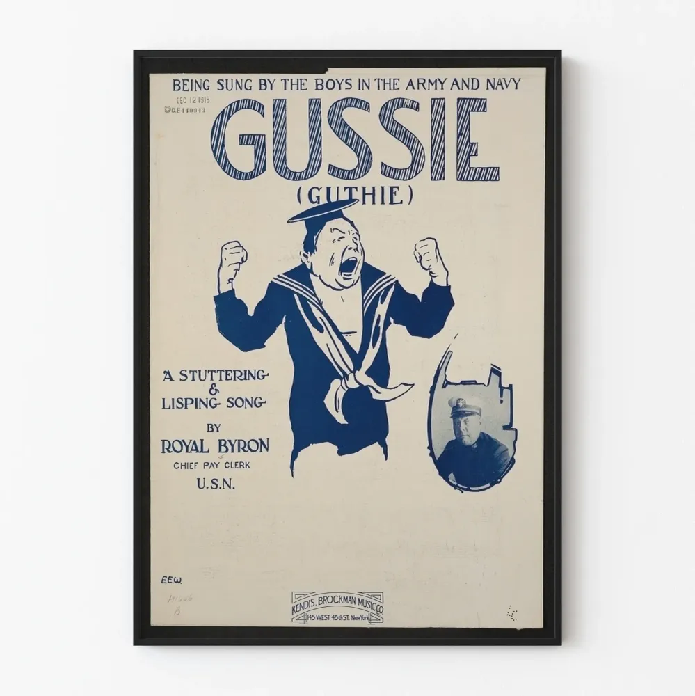 Affiche vintage chanson militaire Gussie Guthie 1918