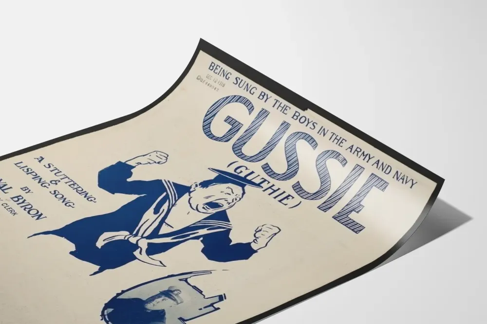 Affiche vintage chanson militaire Gussie Guthie 1918