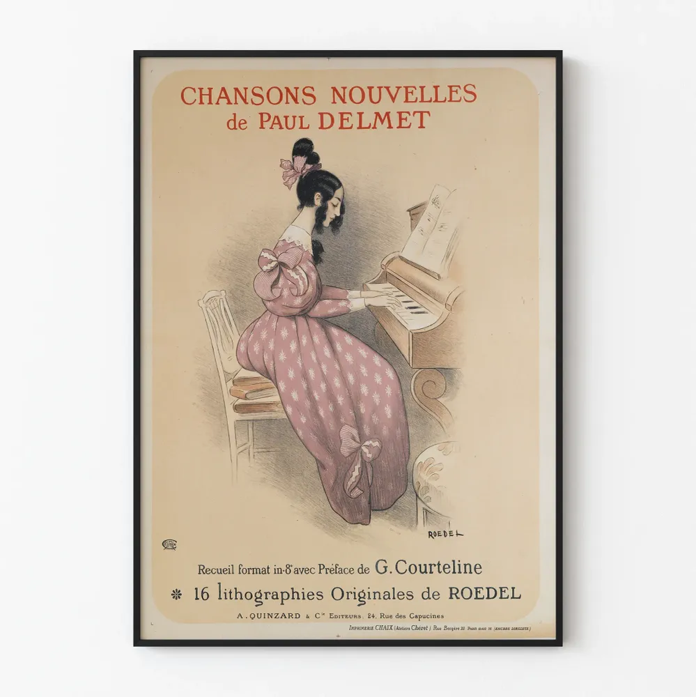 Affiche vintage Chansons Nouvelles de Paul Delmet - Décoration murale musicale