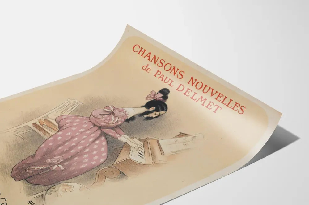 Affiche vintage Chansons Nouvelles de Paul Delmet - Décoration murale musicale