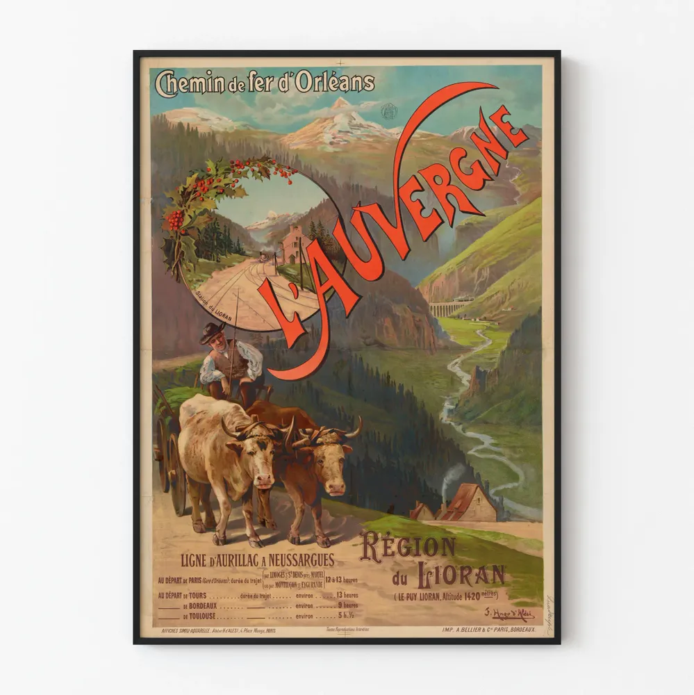 Affiche Vintage Chemin de fer d'Orléans - Région du Lioran, Auvergne