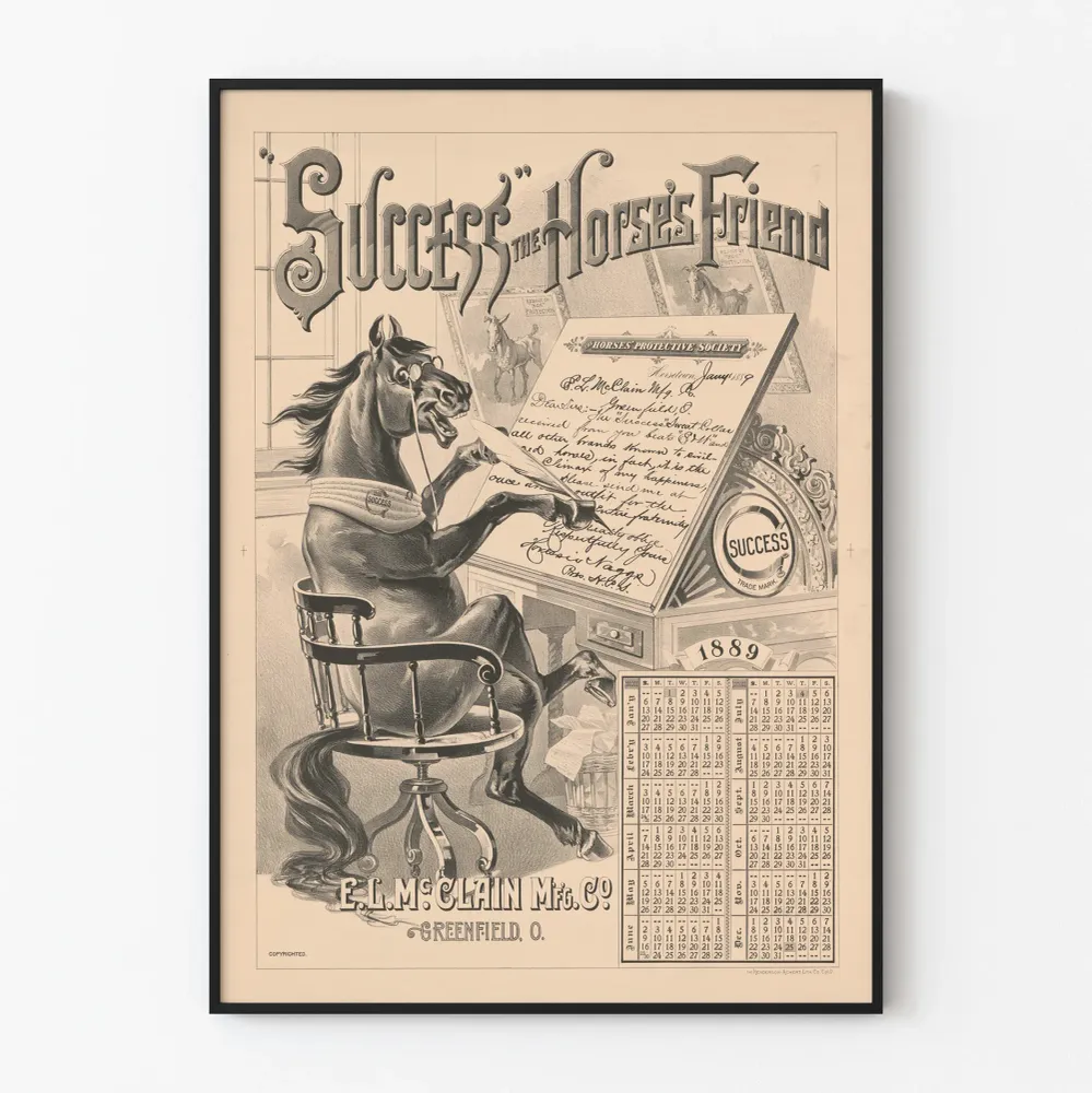 Affiche vintage cheval écrivain 1889