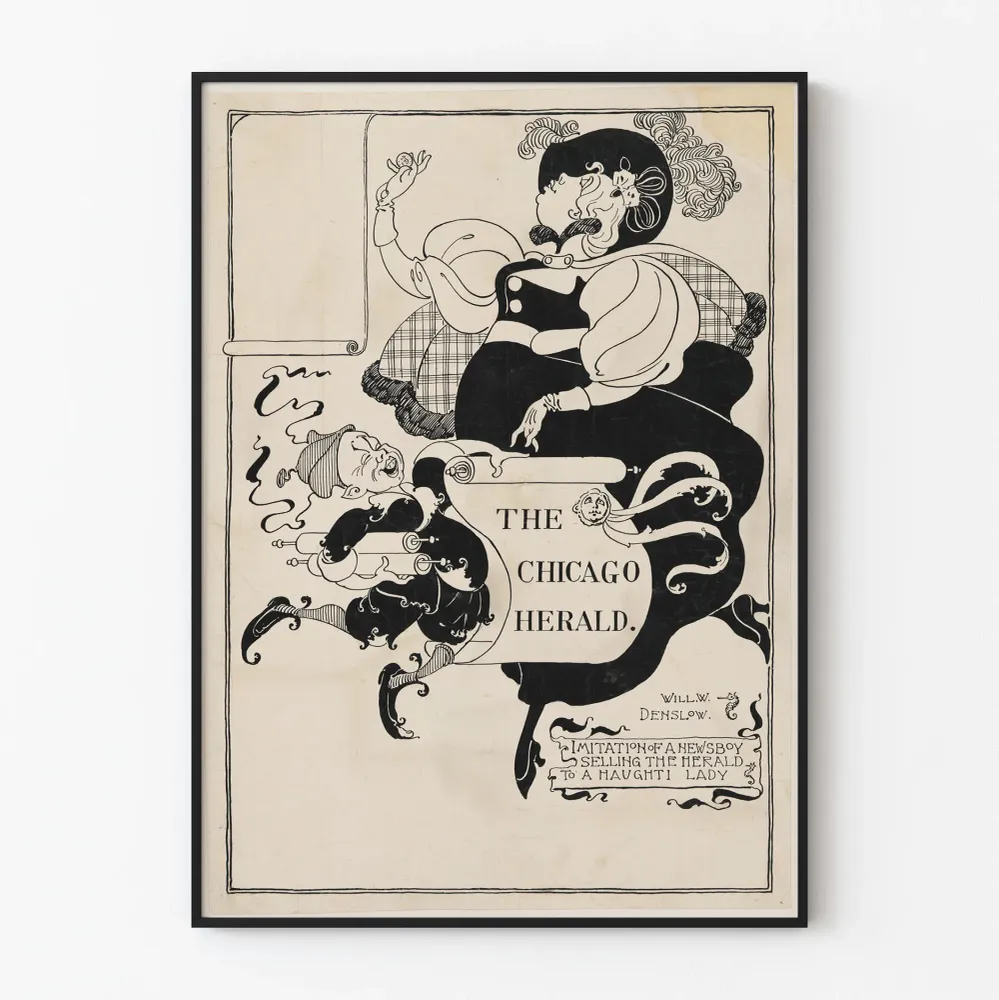 Affiche vintage Chicago Herald en noir et blanc