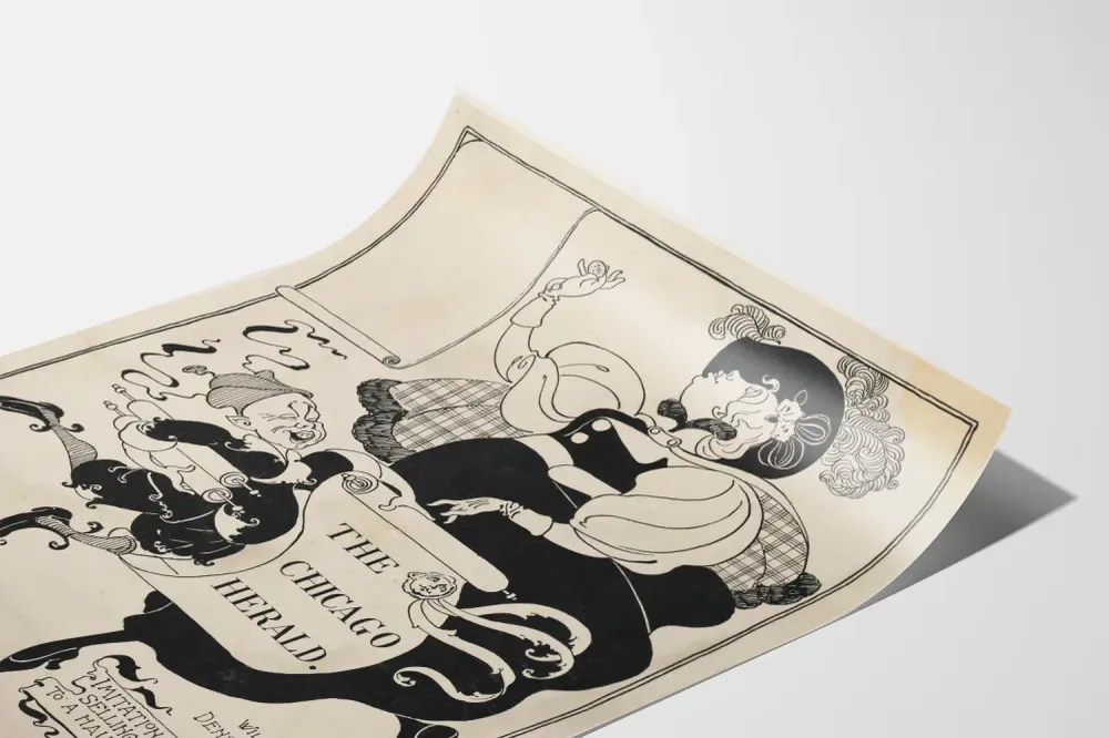 Affiche vintage Chicago Herald en noir et blanc