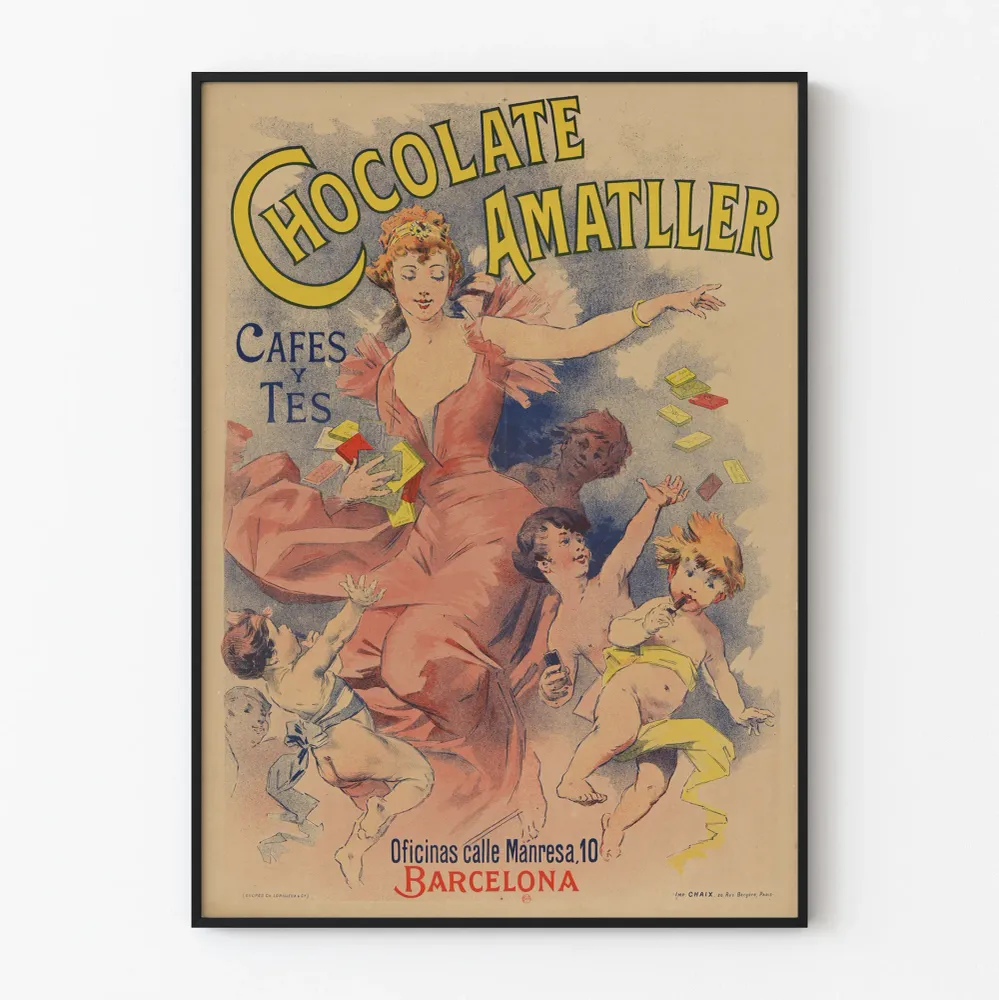 Affiche Vintage Chocolate Amatller Café et Thé - Décoration Murale Retro