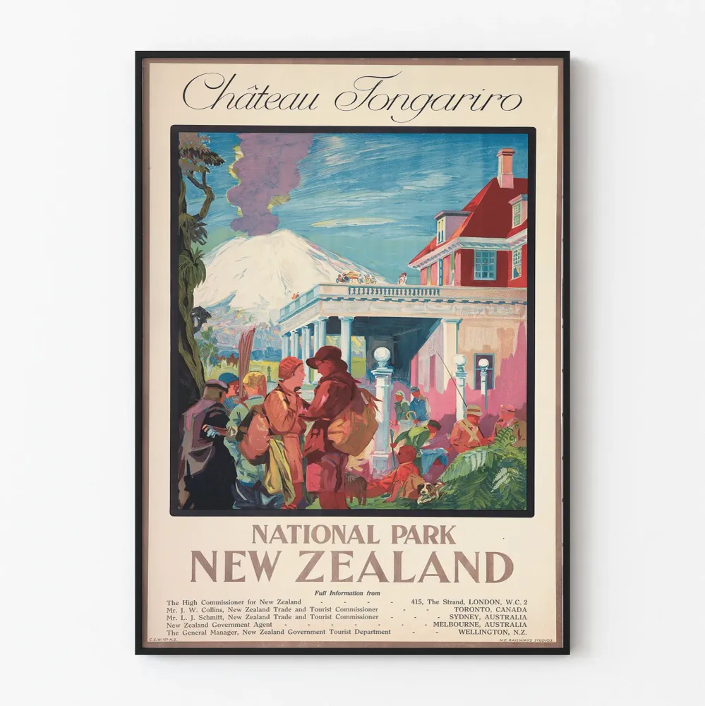 Affiche vintage Château Tongariro - Parc National de Nouvelle-Zélande