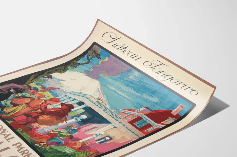 Affiche vintage Château Tongariro - Parc National de Nouvelle-Zélande