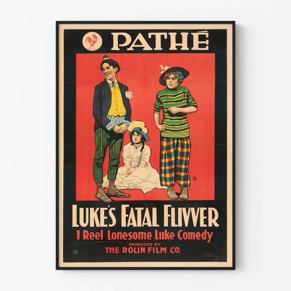 Affiche vintage cinéma Luke's Fatal Flivver - Décoration murale rétro