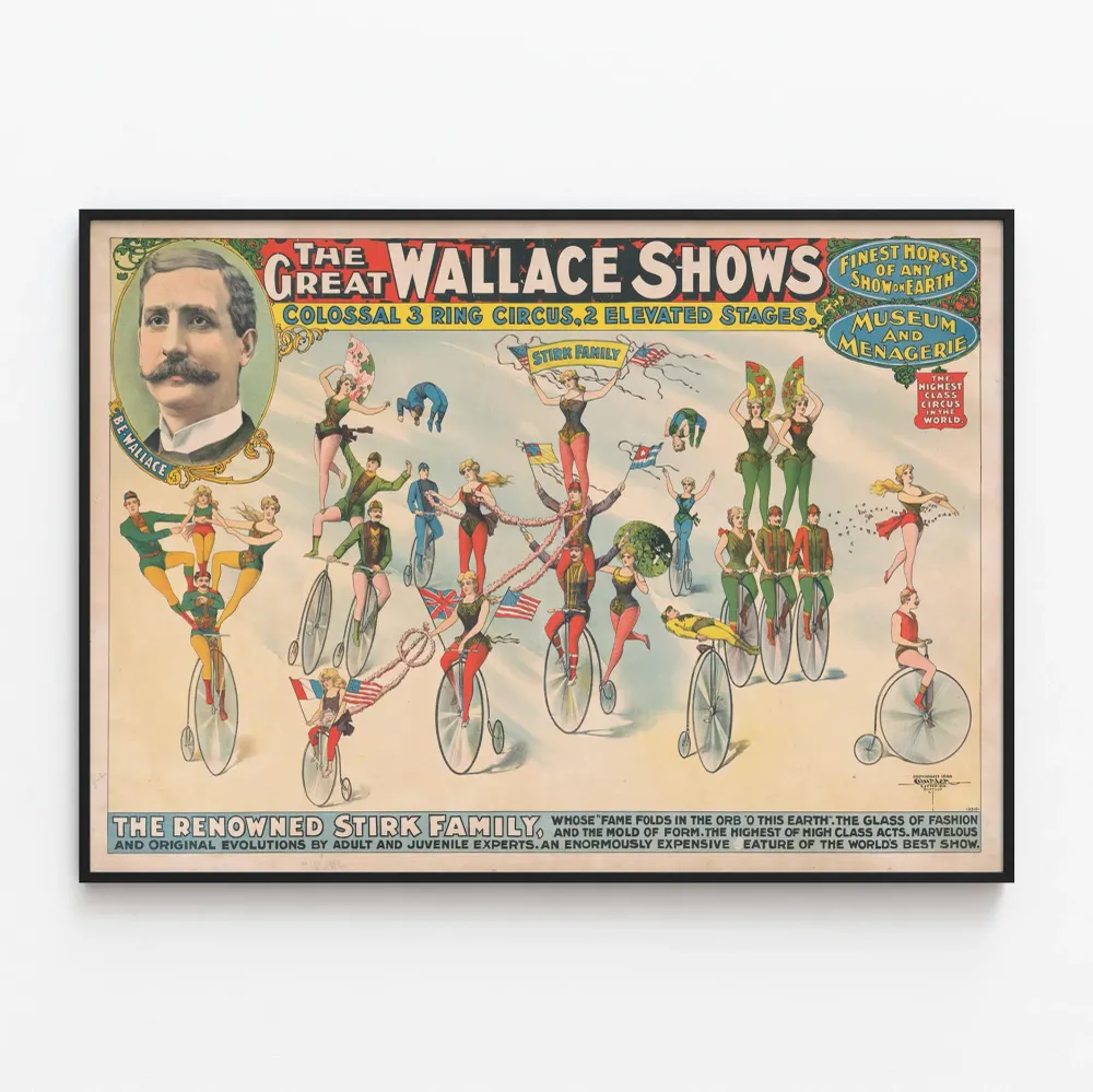 Affiche vintage Circus Great Wallace Shows - Décoration murale rétro