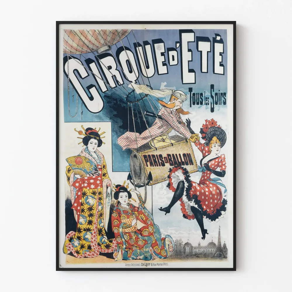 Affiche Vintage Cirque d'Été Paris en Ballon