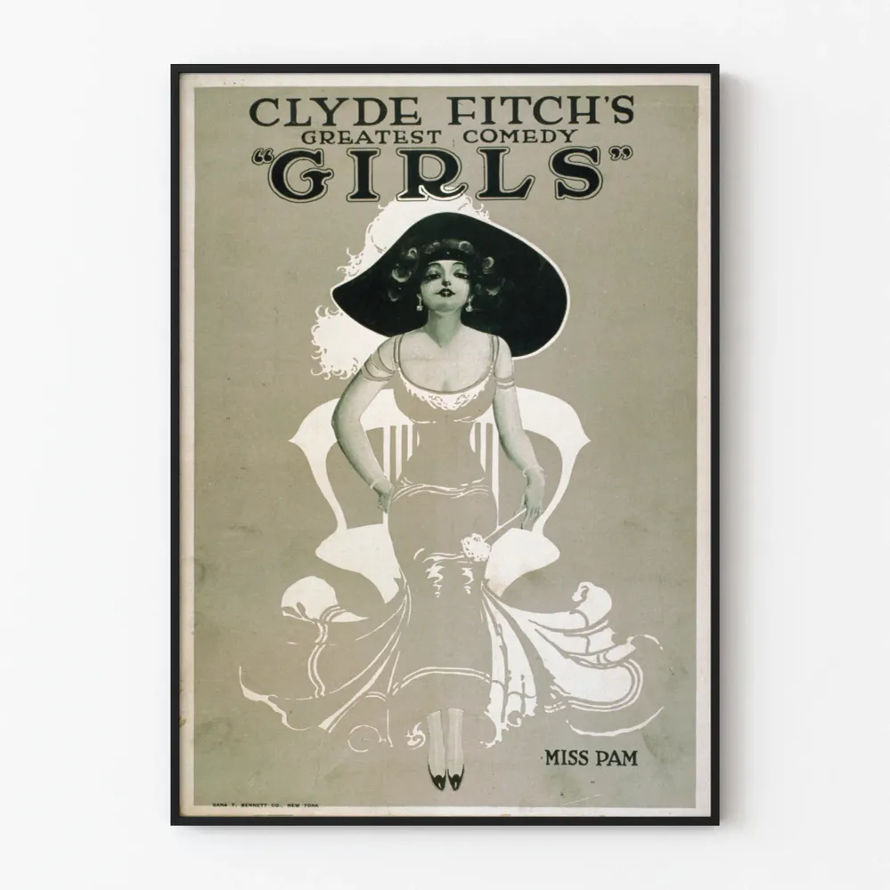 Affiche Vintage Clyde Fitch's Greatest Comedy Girls - Miss Pam