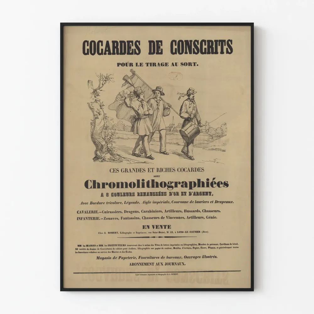 Affiche vintage Cocardes de Conscrits pour décoration murale