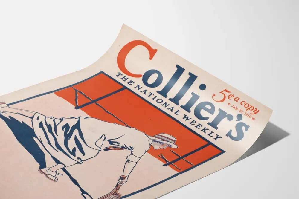Affiche vintage Collier's National Weekly - Tennis féminin 1916