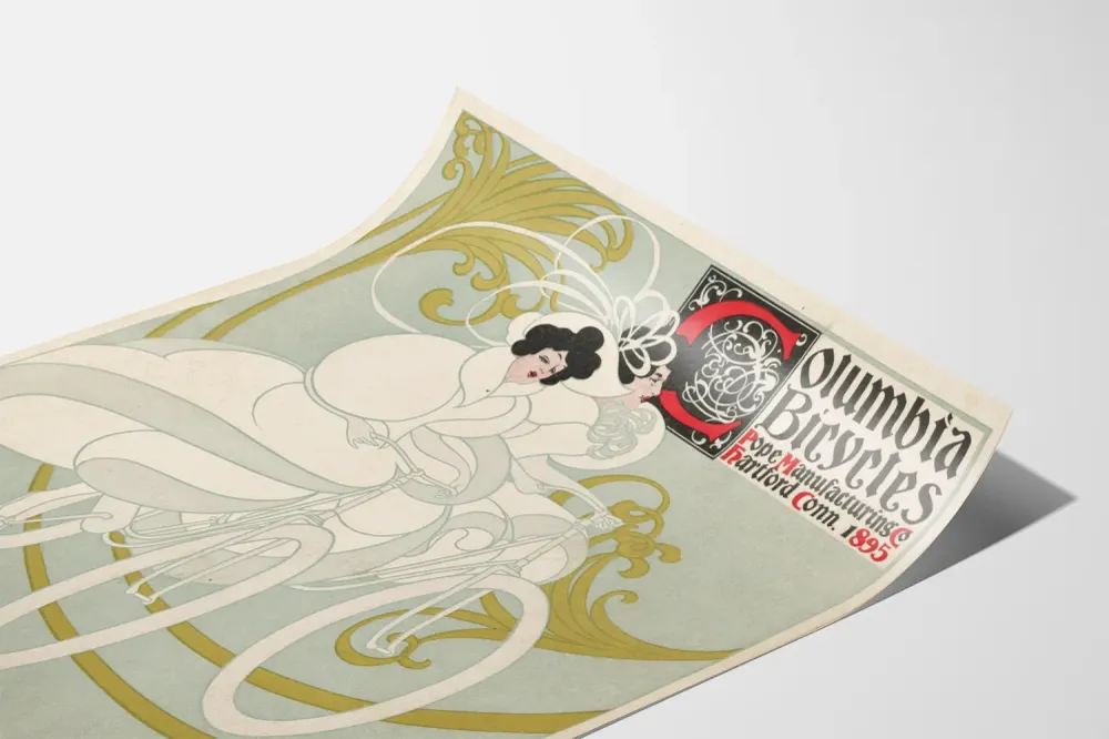 Affiche Vintage Columbia Bicycles 1895 Style Art Nouveau