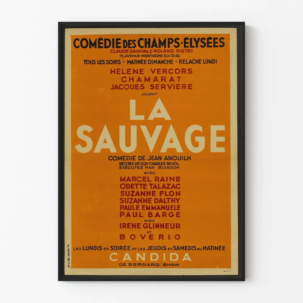 Affiche vintage Comédie des Champs-Élysées La Sauvage