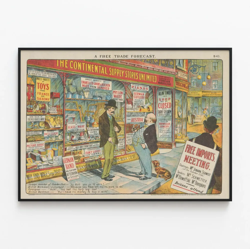Affiche Vintage Commerce International - Free Trade Forecast
