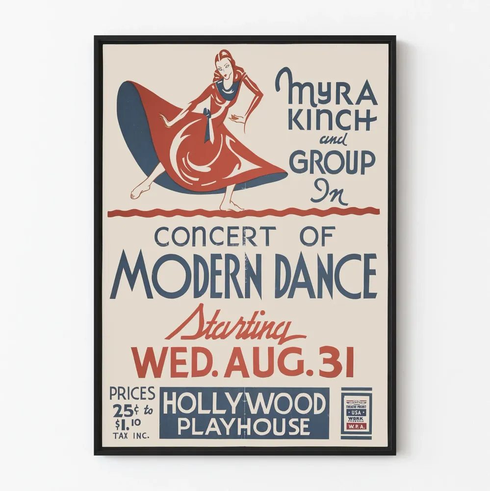 Affiche Vintage Concert de Danse Moderne Myra Kinch Hollywood