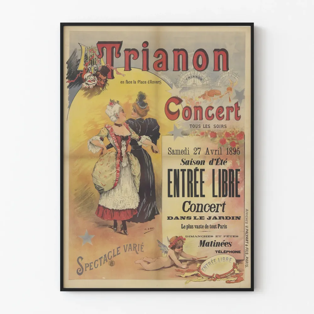 Affiche vintage concert Trianon Paris 1895 décoration murale