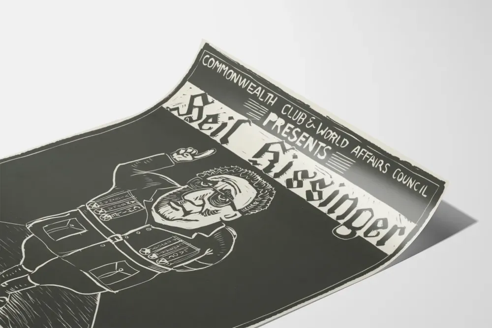 Affiche vintage conférence Heil Kissinger 1976 décoration murale