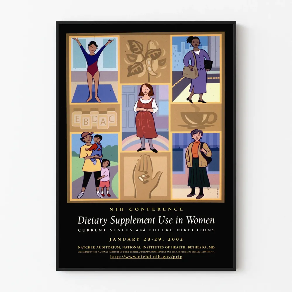 Affiche Vintage Conférence NIH sur les Suppléments Alimentaires chez les Femmes 2002