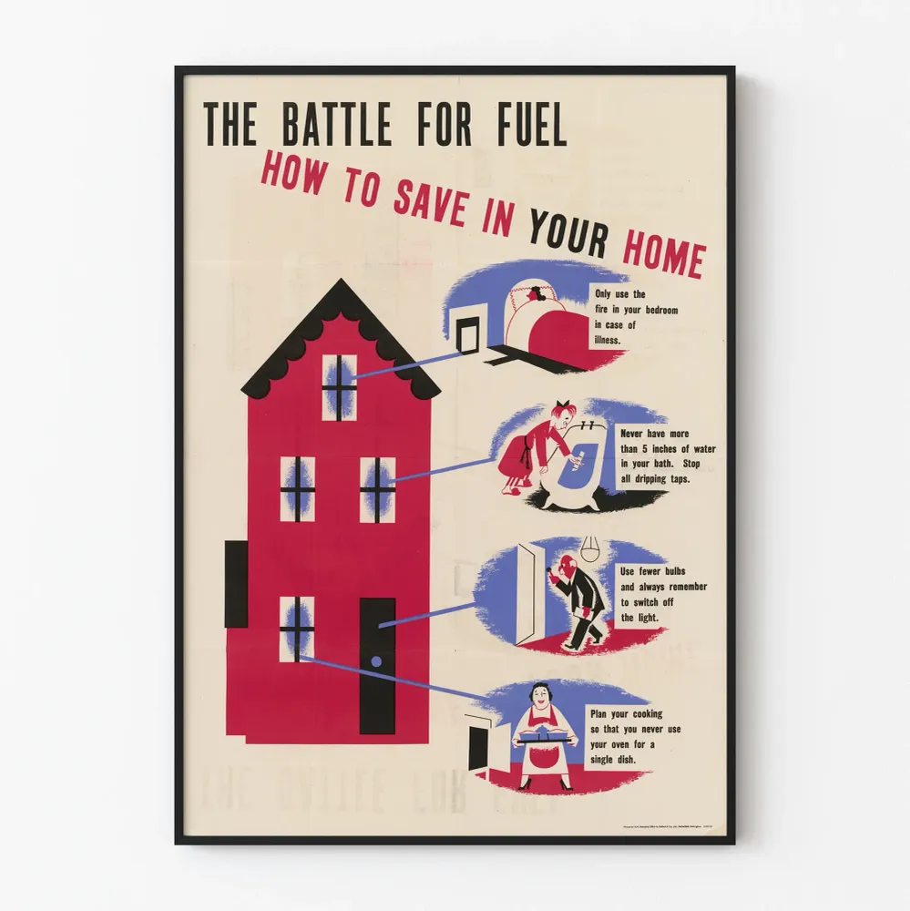 Affiche vintage économie d'énergie à la maison