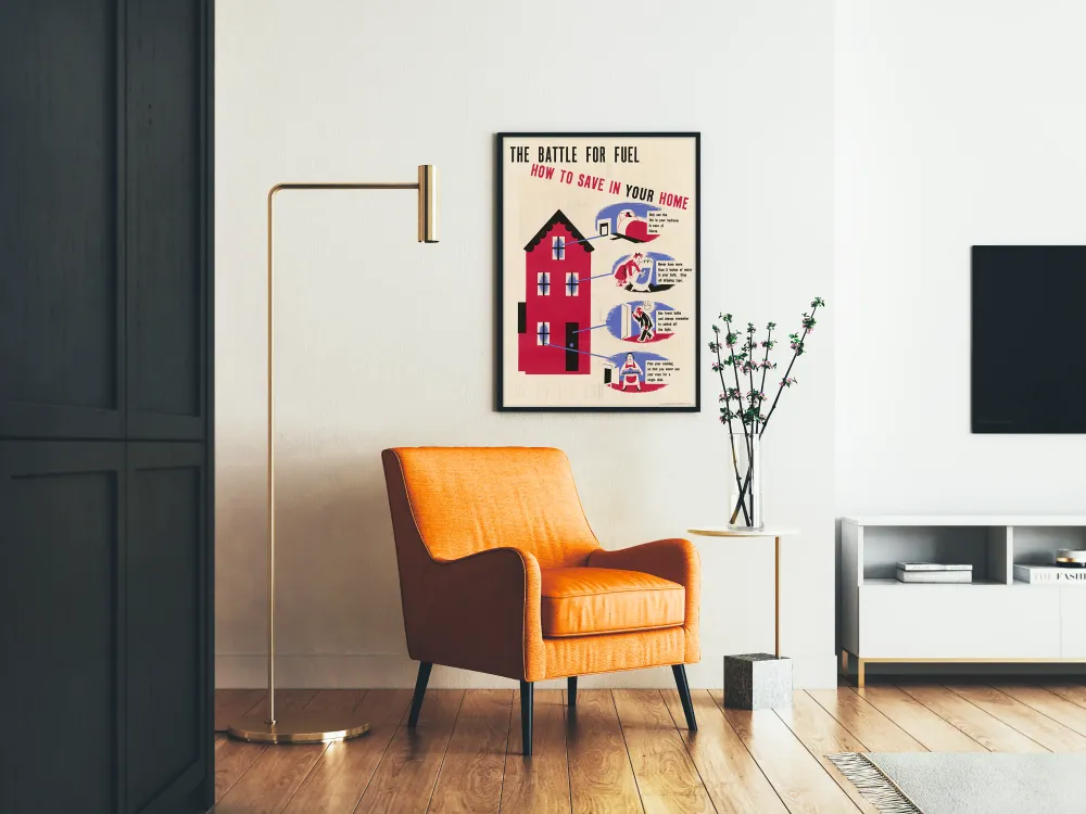 Affiche vintage économie d'énergie à la maison