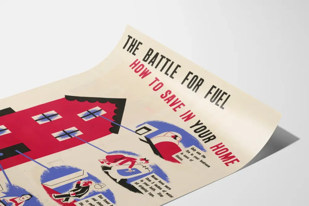 Affiche vintage économie d'énergie à la maison