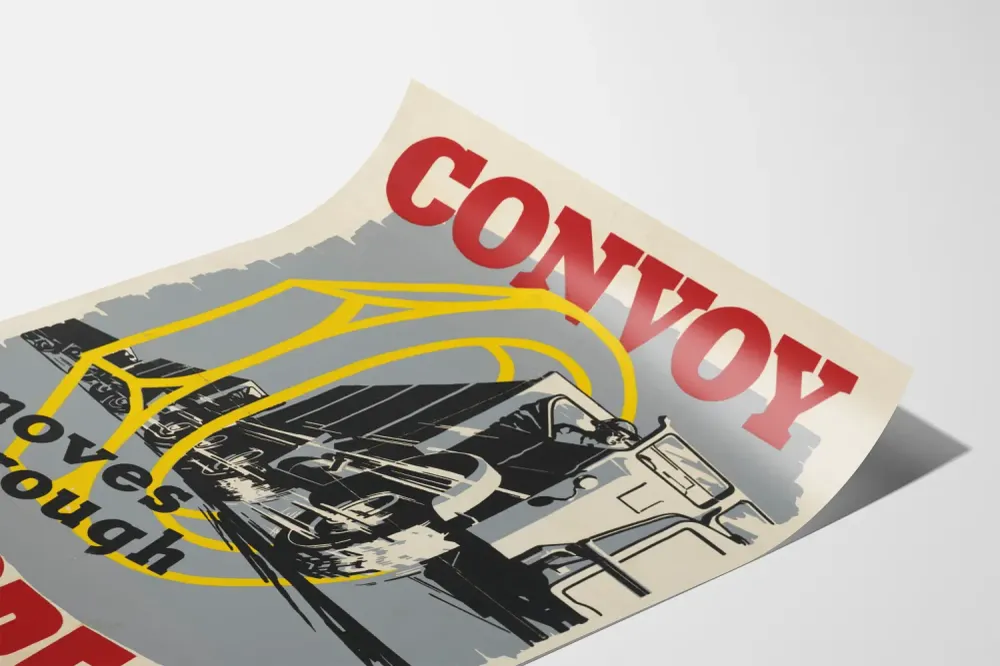 Affiche Vintage Convoy Moves Through Spares Camion Militaire