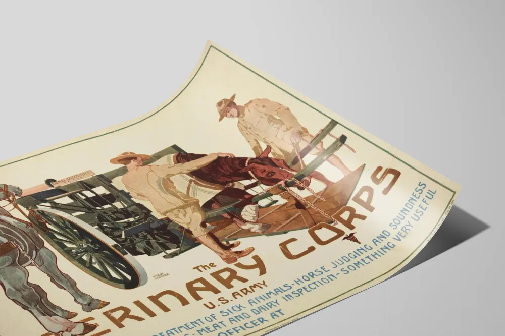 Affiche Vintage Corps Vétérinaire Armée Américaine