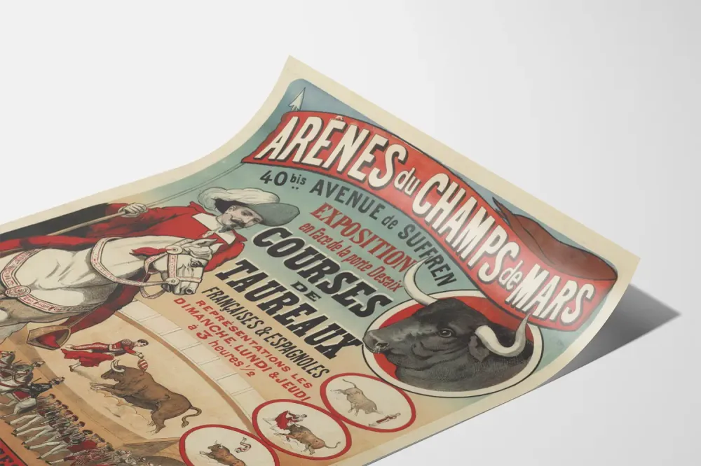 Affiche vintage courses de taureaux Arènes du Champs de Mars