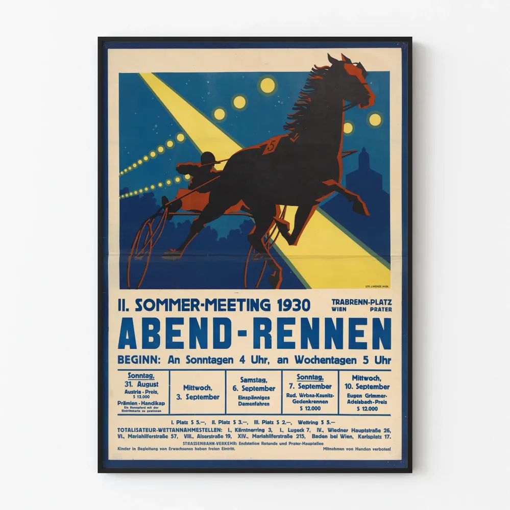 Affiche vintage courses de trot Prater 1930