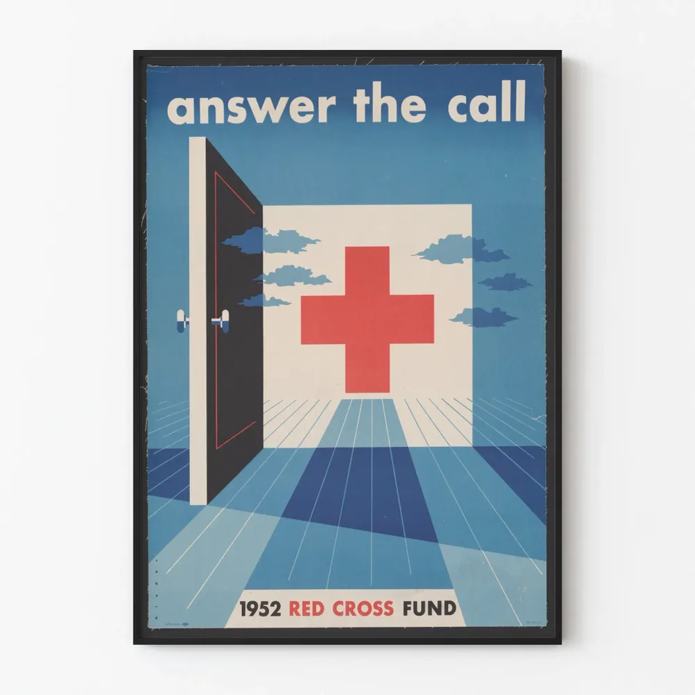 Affiche vintage Croix-Rouge 1952 Answer Call pour décoration murale