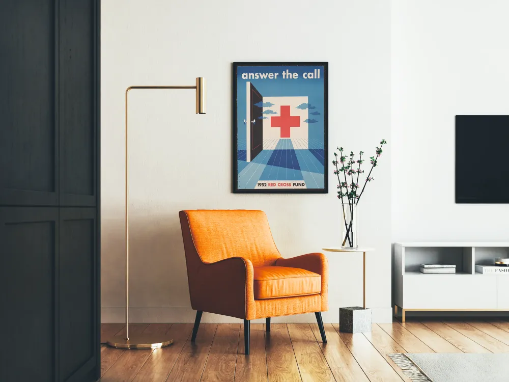 Affiche vintage Croix-Rouge 1952 Answer Call pour décoration murale