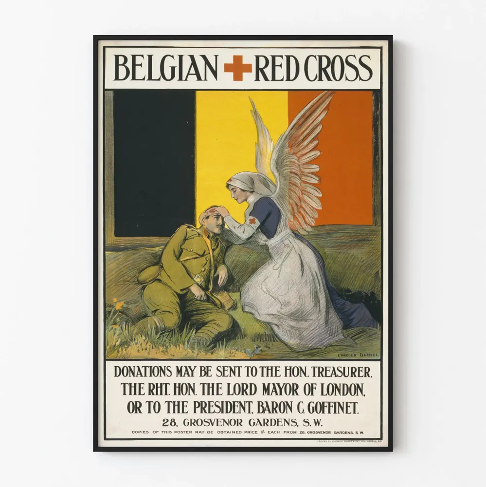 Affiche vintage Croix-Rouge belge – Poster décoration murale humanitaire