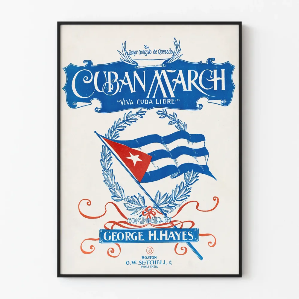 Affiche vintage Cuban March Viva Cuba Libre décoration murale