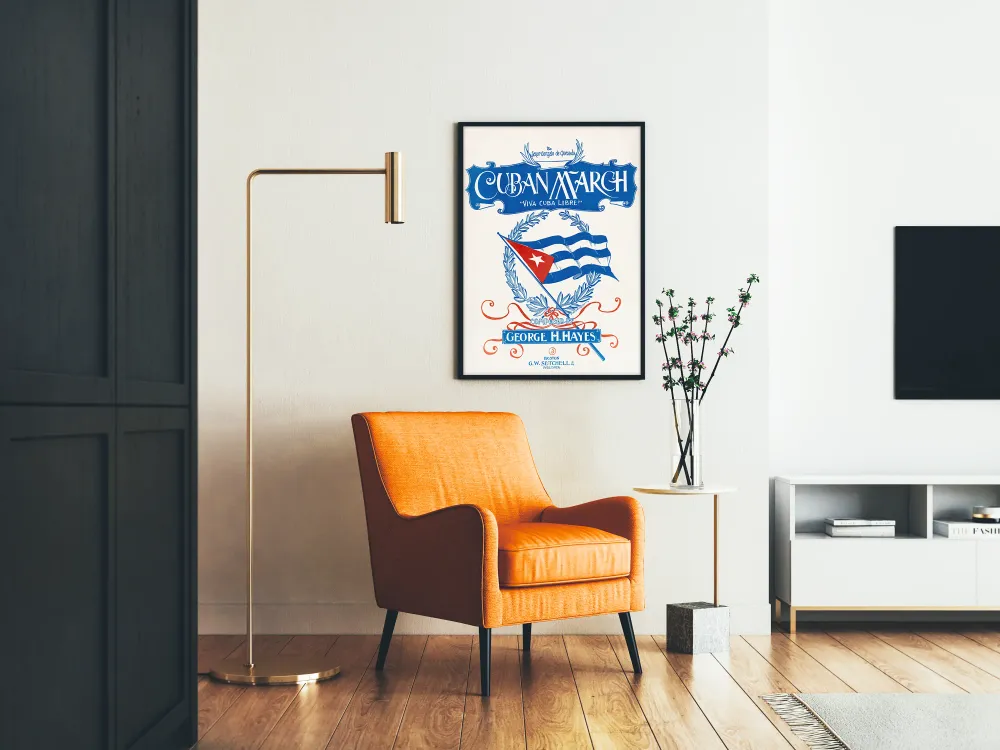 Affiche vintage Cuban March Viva Cuba Libre décoration murale